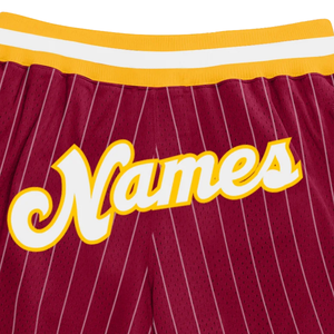 Shorts de basket-ball en mesh sublimé jaune bordeaux pour hommes, vêtements de sport en polyester, uniforme d'équipe, entraînement, compétition - Product Image 6