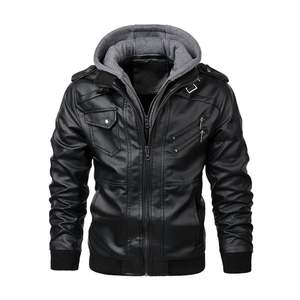 Blousons en cuir personnalisés pour hommes – Blousons de moto coupe-vent en cuir PU – Blousons bomber style motard – Vêtements streetwear - Product Image 2