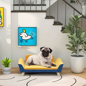 Canapé-lit pour chien orange avec coussin moelleux, housse lavable, patins antidérapants pour petits chiots, lit élégant pour petits chiens - Product Image 1