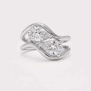 Pear Cut Moissanite Diamond Engagement Ring in White Gold Bypass Open <b>Wrap</b> Ring Modern <b>Bridal</b> Wedding Ring for Women - Product Image 1