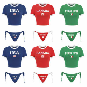 Conjunto de Bikini Personalizado para Mujer, Estampado con la Bandera Nacional de la Copa Mundial de Fútbol, Dos Piezas, Ropa de Playa para Fanáticas del Fútbol - Product Image 1