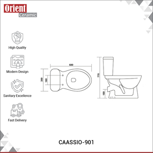 Distribuidor confiable de origen indio que vende inodoros de dos piezas, modernos y elegantes, de suelo, redondos, para baño, en venta. - Product Image 3