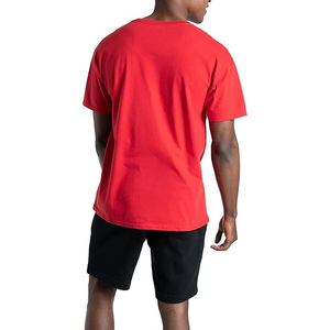 T-shirt rouge à manches courtes pour homme, 100 % coton, coupe classique, col rond, couleur unie, jersey tricoté respirant - Product Image 3