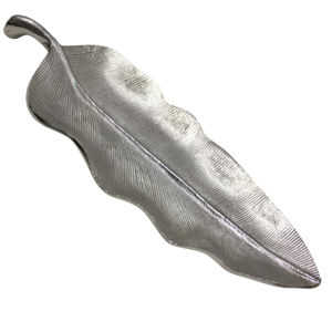 Bandeja moderna de lujo con forma de hoja, de aluminio plateado brillante, para decoración de mesa, utensilios de cocina, bandeja metálica para comida. - Product Image 5
