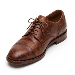 Chaussures habillées Oxford 100 % cuir marron premium pour hommes, à bout uni, à lacets, en cuir véritable, pour le bureau et les occasions professionnelles, de BD - Product Image 1