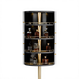 Argmac Axis Custom Solid Wood Spinning Modern Home <b>Bar</b> Cabinet with Stainless Steel Handles 5+ Compartments Premium Wine Storage - Product Image 1