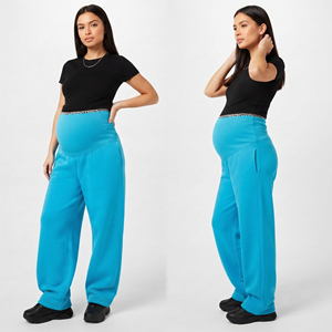 Pantalon de survêtement de maternité pour femmes enceintes, taille haute, 100% coton molletonné, pantalon de maternité en molleton épais pour femmes - Product Image 1