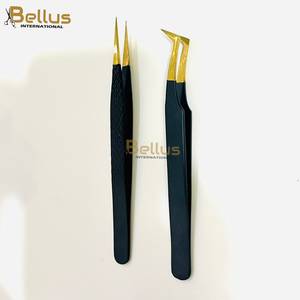 Ensemble de 5 pinces à cils Bellus International de haute qualité, 45 90, pointe en fibre lisse, acier inoxydable, logo personnalisé, vente en gros - Product Image 2