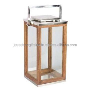 Linterna de vela colgante de Metal y Vidrio con Acabado niquelado forma redonda con diseño de cuerda y mango para decoración del hogar - Product Image 5