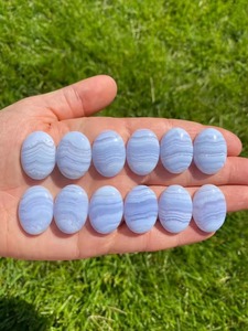 Pendentif en agate bleue naturelle de haute qualité, fait main, cabochon, pierre précieuse polie, lot de pierres précieuses en vrac ! - Product Image 5