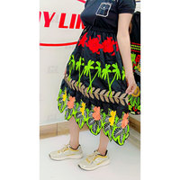 Jupe Courte Plissée en Coton Grande Taille pour Femme, Style Urbain, Broderie Florale Estivale, Taille Élastique – Vente en Gros