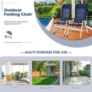 Set di 2 Sedie da Pranzo Portatili per Patio con Poggiatesta Regolabile, Arredamento da Esterno di Alta Qualità - Product Image 2