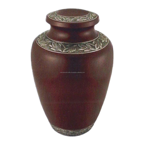 Urnas funerarias medianas florales grabadas Cremación de metal Fabricante de urnas Venta al por mayor Recuerdo de cenizas humanas Cremación - Product Image 5