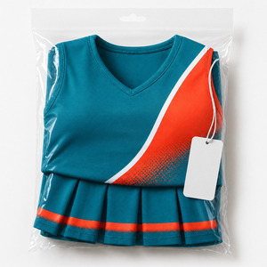 Tenue de Cheerleading Femme et Enfant en Polyester Spandex, Couleurs Personnalisables, Élastique, Vert Turquoise, Corail, Orange, pour Spectacles - Product Image 5