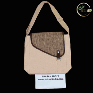 Premium Burlap Jute Messenger Bag with Multiple Compartments <b>Adjustable</b> Strap Crossbody Bag for Office and Business Use - Product Image 2