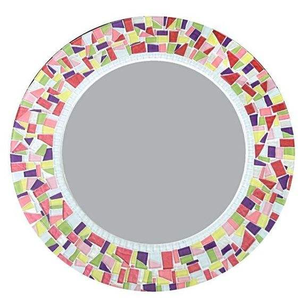 Round Blue <b>White</b> Mosaic Glass <b>Mirror</b> Handmade Bohemian Decorative Wall <b>Mirror</b> for Home Bedroom Living Room Bathroom Decor - Product Image 6