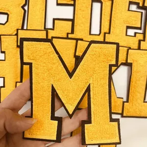 Nonwoven Felt Lightweight Iron-On Patch <b>Letter</b> M Embroidered Applique <b>Fabric</b> Badge with PVC for Clothes Hats Bags Gifts - Product Image 6