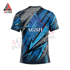 Men's Short Sleeve Sublimation Printed T-<b>Shirt</b> Blue <b>Geometric</b> Pattern Quick Dry Slim Fit Sporty O-Neck Polyester - Product Image 5