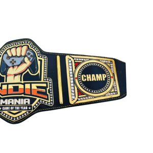 Cinturón de Campeonato del Juego del Año Indie Mania, Correa de Cuero de Alta Calidad con Diseño Gamer y Placas 'CHAMP' en Negrita para Coleccionistas - Product Image 4