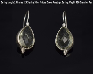 Pendientes de Plata de Ley 925 con Gema de Amatista Natural en Forma de Pera - Product Image 6