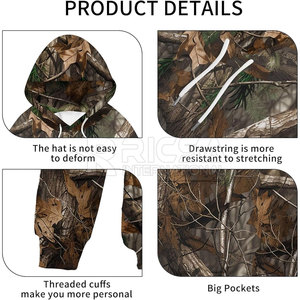 Sweat-shirts à capuche pour homme pour la chasse en hiver, chauds, respirants, à séchage rapide, pour la randonnée, le camping, l'entraînement - Product Image 5