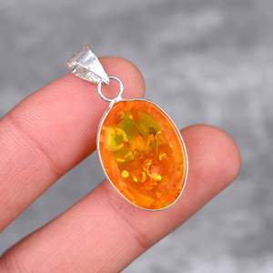 Baltic <b>Amber</b> Gemstone Handmade 925 Sterling Silver <b>Pendant</b> Natural Jewelry Gift For Her Mother - Product Image 6