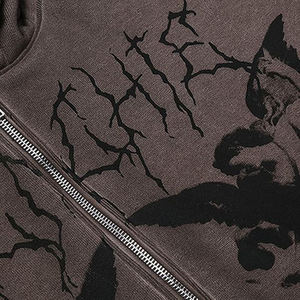Sudadera con capucha gótica con cremallera, de algodón tejido, extragrande, con estampado frontal, transpirable, para otoño, de manga regular - Product Image 3