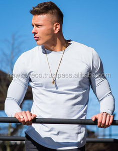 Camiseta de manga larga de peso pesado de 100% algodón con estampado personalizado bordado en blanco de alta calidad para hombres - Product Image 2