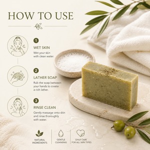 Savon artisanal aux herbes avec tourbillons bleus et fleurs séchées pour tous types de peau, soin corporel naturel à froid, 100g - Product Image 4