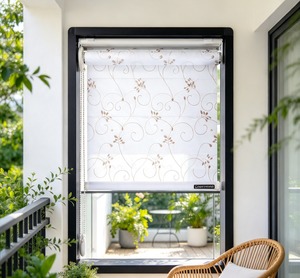 Caimihome Electric Modern Plain Roller Shade Horizontal Pattern Light Filtering UV Blocking Sliding <b>Window</b> Exterior Installation - Product Image 1