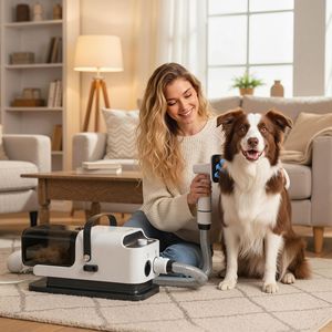 Aspirapolvere e Asciugatore 5 in 1 per Toelettatura Cani in ABS, Bassa Rumorosità 50dB, Velocità e Temperatura Regolabili, Contenitore da 1.8L per Pulizia Unghie Animali Domestici - Product Image 2