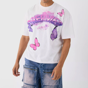 Camiseta Oversize para Hombre con Estampado 3D, Diseño Personalizado, Algodón Grueso, Estilo Casual Urbano, Cuello Redondo, Cómoda y Transpirable - Product Image 1