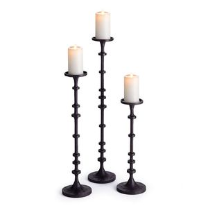 Factory Direct Wholesale Vintage <b>Black</b> Aluminum Candle Stand Heavy Duty Metal Tabletop <b>Holder</b> Export India - Product Image 1