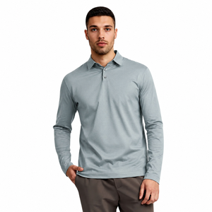 Polo de performance à manches longues pour homme, séchage rapide, évacuation de l'humidité, fabricant OEM ODM - Product Image 1