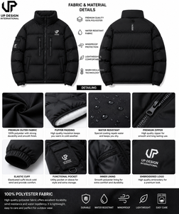 Veste d'hiver matelassée pour homme, épaisse et isolante, en polyester, style décontracté pour l'extérieur, fabricant OEM ODM - Product Image 4