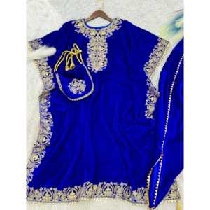 Caftán de diseñador con bordado Dhoti y borde de encaje elegante, talla XL - Product Image 4