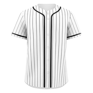 Custom <b>Red</b> Striped Baseball Jersey Men's Short Sleeve Button Front Moisture Wicking Polyester Adult Sport Apparel - Product Image 2