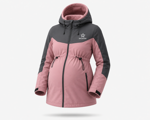 Chaqueta de Invierno para Mujer SALSTAR, Color Rosa Gris, con Capucha, Acolchada, Resistente al Viento, Abrigo Largo con Cierre de Cremallera - Product Image 3