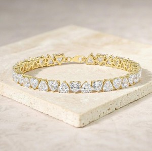 Pulsera con Dije de Moissanita en Forma de Corazón, Plata de Ley, Chapado en Oro Rosa, Joyería Fina Elegante Certificada por Terceros, de Lujo para Mujer - Product Image 1