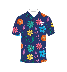 Polo pour homme bleu marine à imprimé floral multicolore, manches courtes, décontracté, pour l'été, pour le golf - Product Image 4
