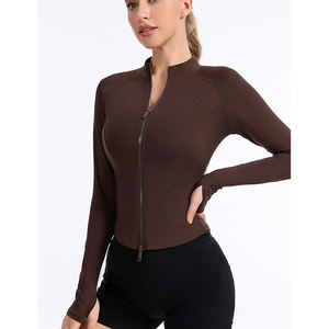 Veste de yoga ajustée et flexible pour femme, en nylon, athlétique, extensible, respirante, légère, avec fermeture éclair - Product Image 2