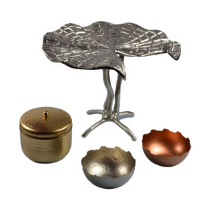 Mejor Plato Dorado con Tazones, Diseño para Bodas, Decoración de Mesa, Diseño con Metal de Aluminio, Productos Artesanales Indios - Product Image 3