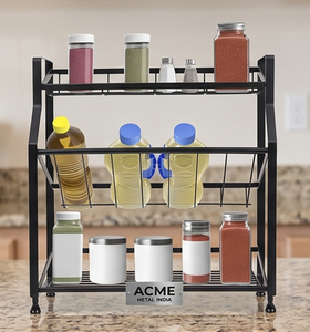 Étagère à épices pour armoire, 3 niveaux, couleur noire, forme rectangulaire, étagères de rangement, organisateur d'articles de cuisine, article multi-usages - Product Image 4