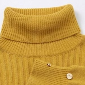 Women's Gold Sweater <b>Dress</b> Elegant Knitted Long Sleeve Pullover <b>Dress</b> Comfortable Casual Winter Fashion Outfit Custom Wholesale - Product Image 5