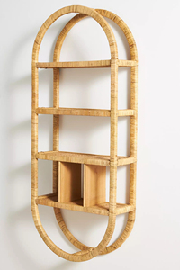 Étagère murale ovale en rotin naturel durable à 4 niveaux, présentoir fait main en osier, décoration bohème pour la maison, organisateur de rangement pour salon - Product Image 2