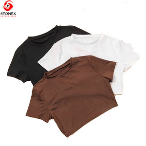 T-shirt court décontracté et confortable pour femme, respirant, pour le sport, été, design et logo personnalisés, écologique - Product Image 2