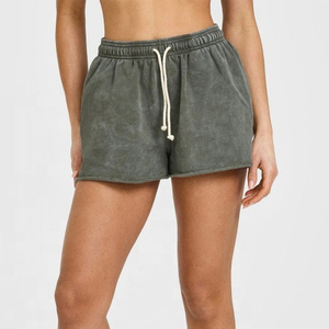Shorts élégants pour femmes, taille haute, délavés à l'acide, couleurs unies variées, pour l'été, vente en gros, avec design OEM - Product Image 3