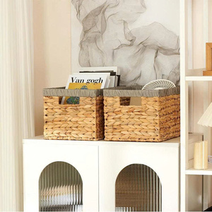 Handmade Water Hyacinth <b>Storage</b> <b>Basket</b> Cross-Border <b>Rectangle</b> Sundries <b>Basket</b> Woven for Home Toy Organizer Miscellaneous <b>Storage</b> - Product Image 5
