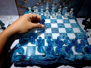 FAIZA CRAFT Luxury Resin <b>Chess</b> <b>Set</b> Custom Epoxy Board Game Eco-Friendly Handmade High Quality Personalized Rose Gold White Gift - Product Image 6