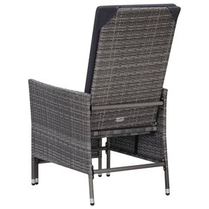 Sillón de Jardín de Ratán PE Gris con Reposabrazos Ajustables Medianos - Product Image 6
